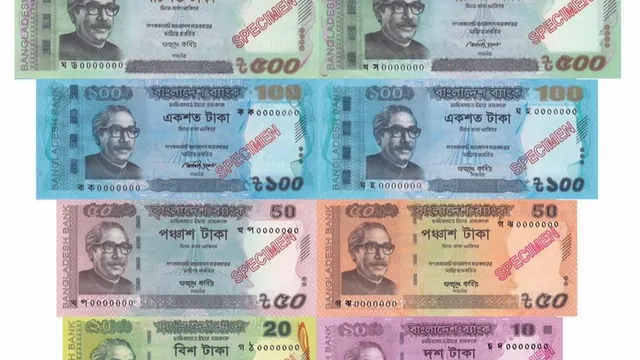 বিভিন্ন মূল্যমানের বাংলাদেশি টাকার নমুনা নোট
